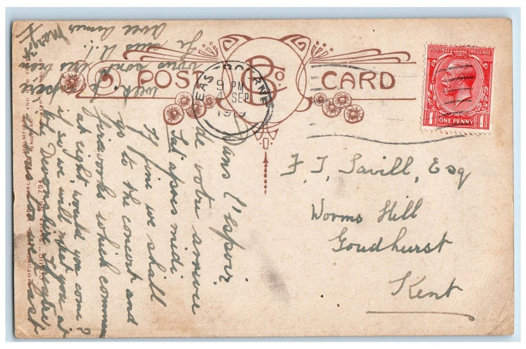 1919 By Gum! We Get Mu=sick Every Night Eastbourne England UK Antique Postcard