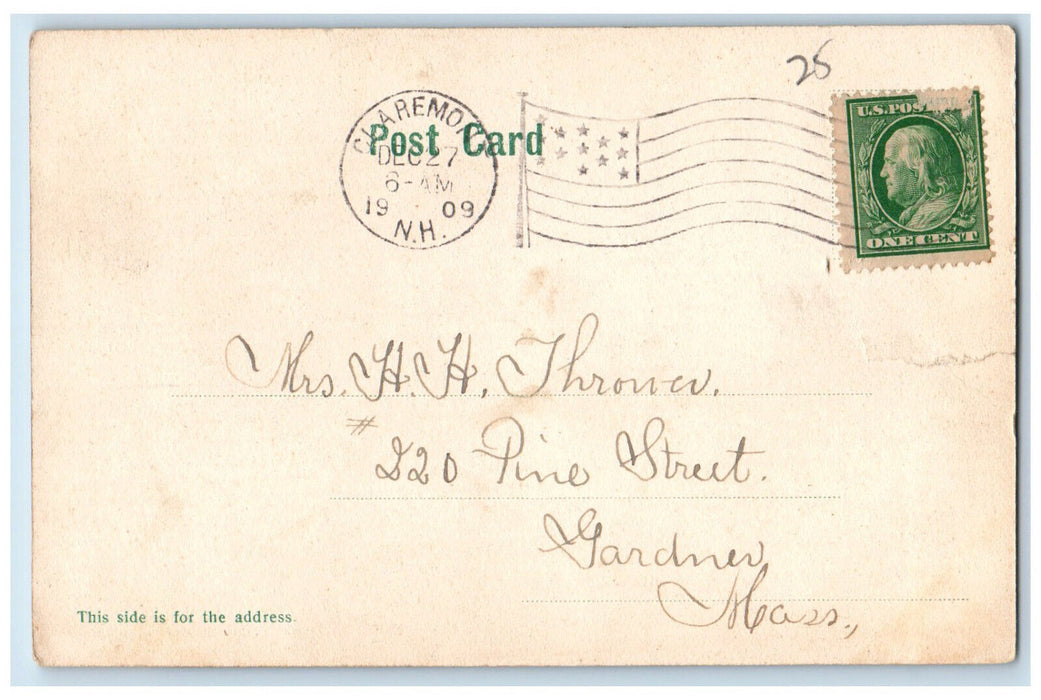 1909 New Library Building Claremont New Hampshire NH Josiah Gove Postcard