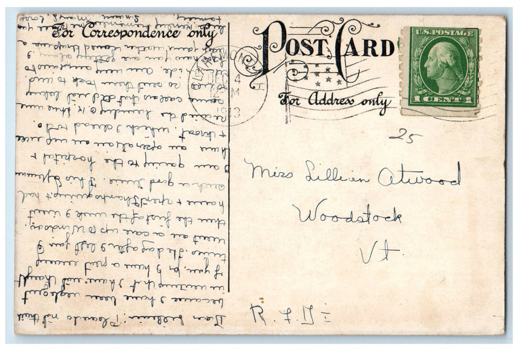 1913 Front View Town Hall Claremont New Hampshire NH Antique Posted Postcard