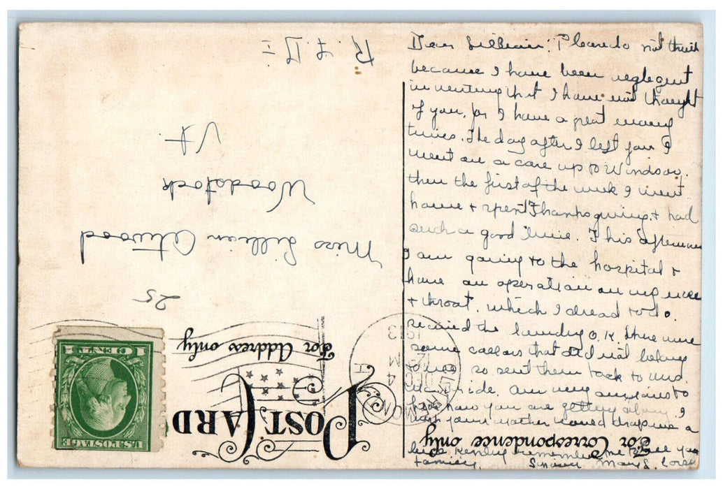 1913 Front View Town Hall Claremont New Hampshire NH Antique Posted Postcard