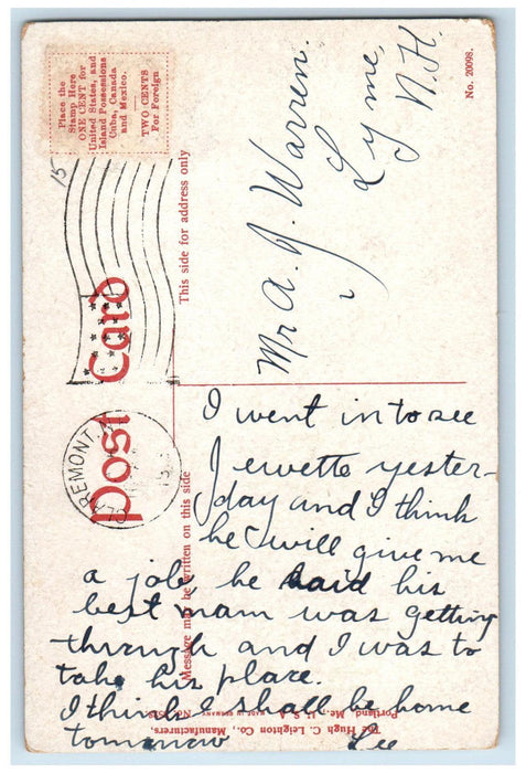 c1910 Green Mountain Claremont New Hampshire NH Hugh C Leighton Co Postcard