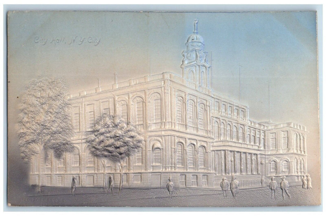 c1905 City Hall New York City NY Airbrushed Embossed Posted Antique Postcard