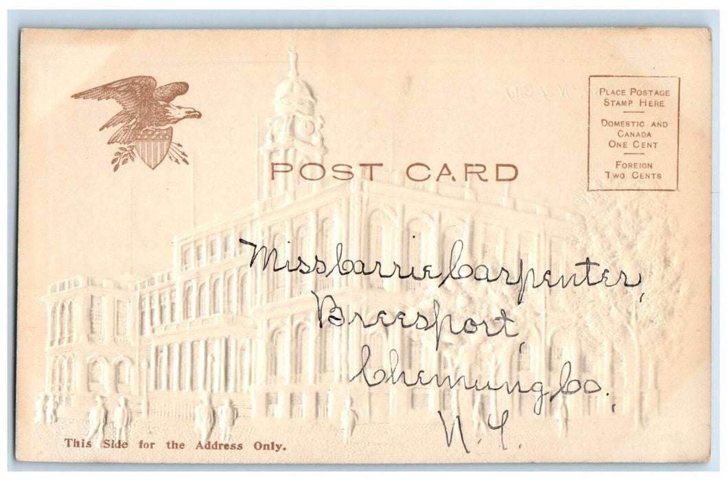 c1905 City Hall New York City NY Airbrushed Embossed Posted Antique Postcard