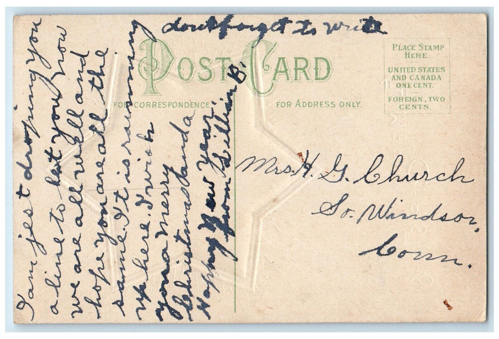 c1910's Merry Christmas Star Religious Embossed Posted Antique Postcard