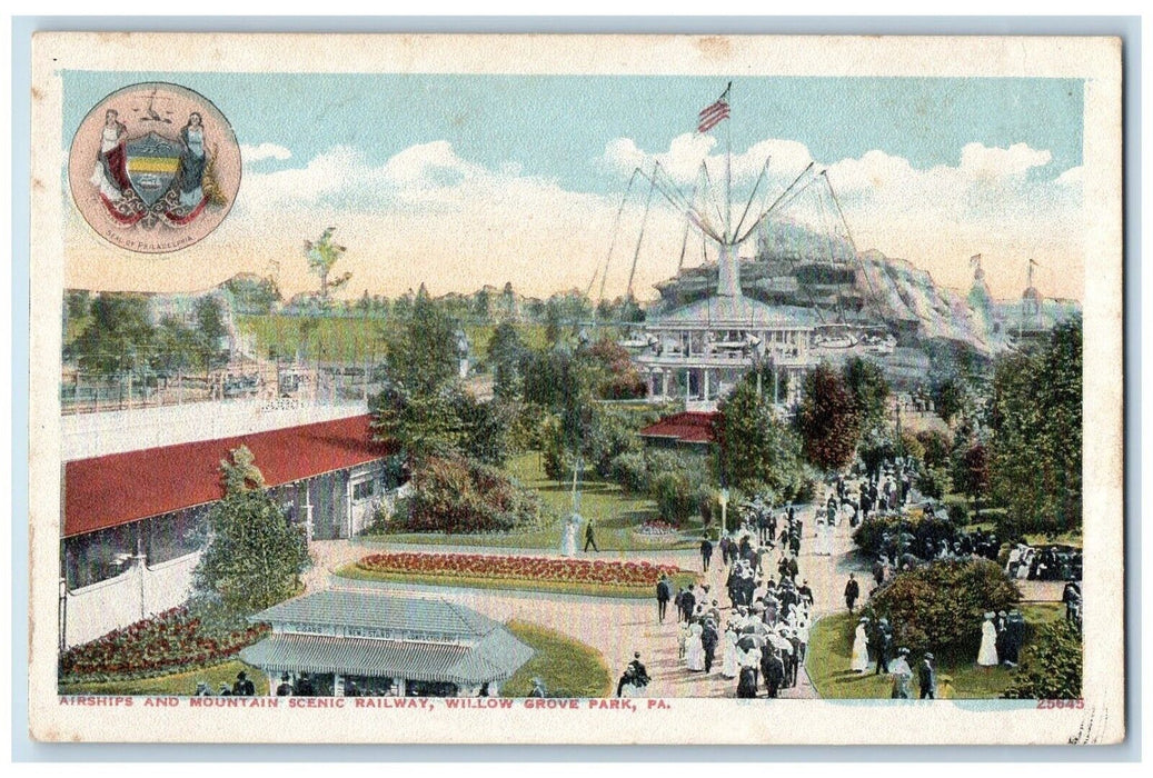 c1920 Airships Mountain Scenic Railway Willow Grove Park Pennsylvania Postcard
