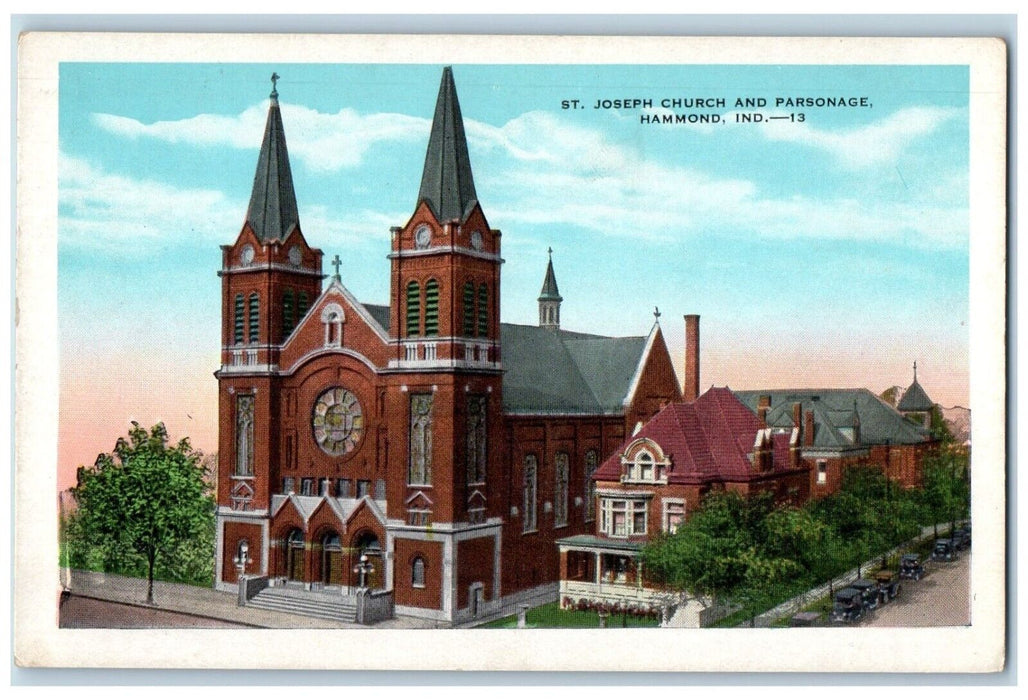 c1920 St. Joseph Church Parsonage Cathedral Chapel Hammond Indiana IN Postcard