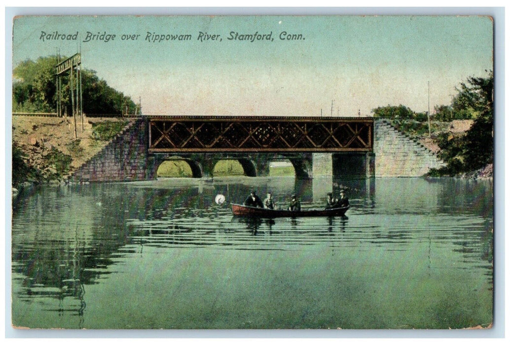 1910 Railroad Bridge Rippowam River Stamford Connecticut Posted Antique Postcard