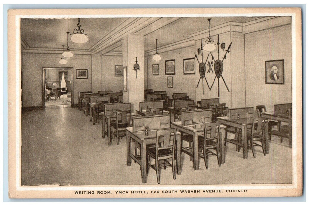c1940 Writing Room YMCA Hotel South Wabash Avenue Chicago Illinois IL Postcard
