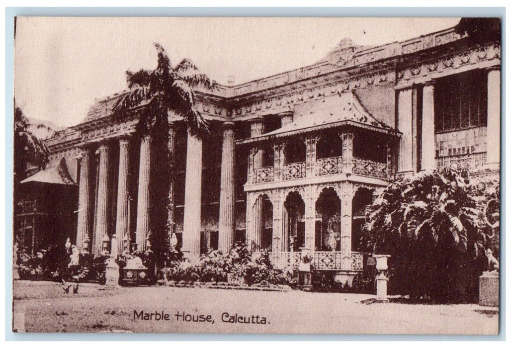 c1910's Marble House Building Scene Street Calcutta India Antique Postcard