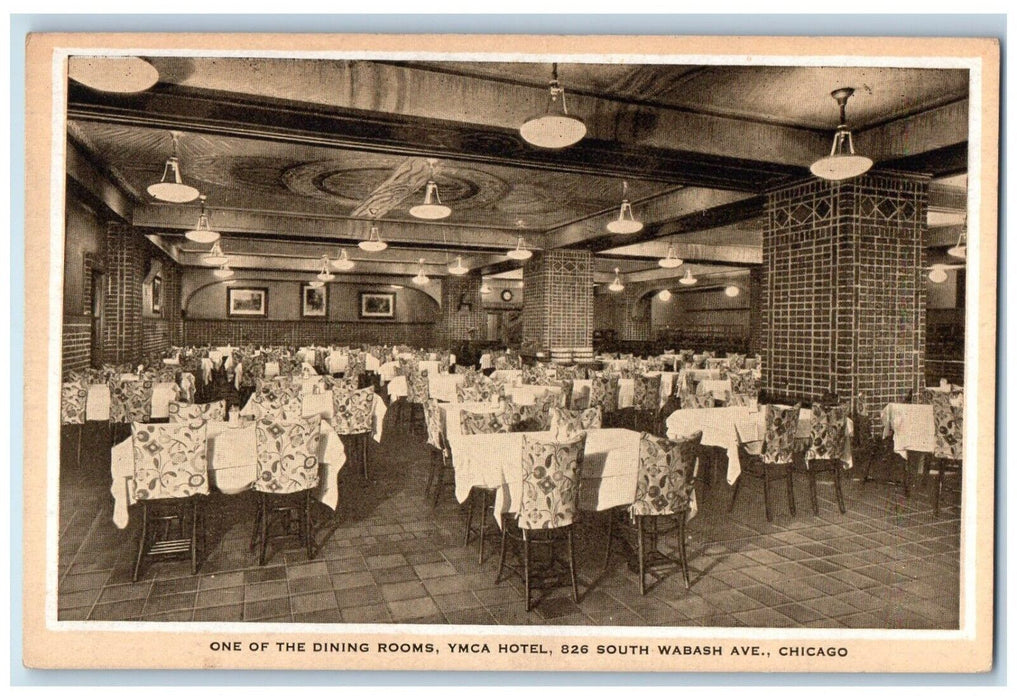 c1940 One Dining Rooms YMCA Hotel South Wabash Avenue Chicago Illinois Postcard