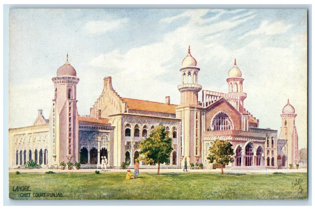 c1910's Chief Court Building Lahore Punjab India Oilette Tuck's Antique Postcard