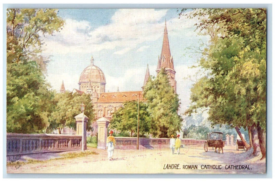 c1910's Lahore Roman Catholic Cathedral Punjab India Oilette Tuck's Postcard