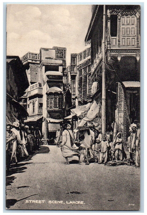 c1910's Street Scene Native Buildings Lahore India Unposted Antique Postcard