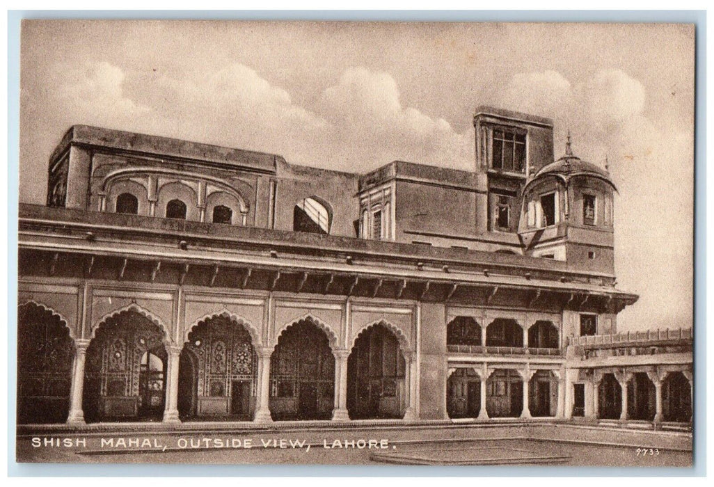 c1910's Shish Mahal Outside View King Palace Lahore India Antique Postcard