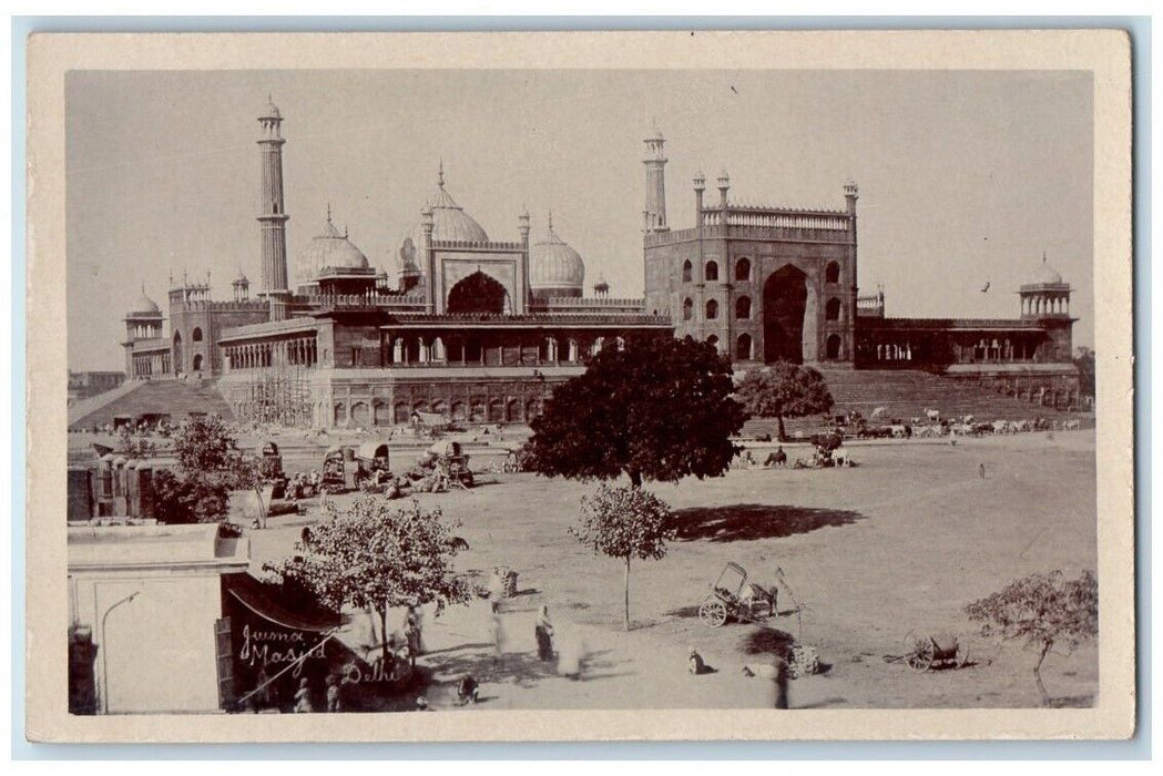 c1920's Jama Masjid Cathedral Mosque View Delhi India RPPC Photo Postcard
