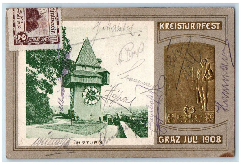 1908 Urnturm District Gymnastics Festival Graz July Austria Posted Postcard