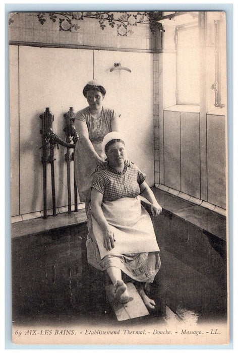 c1940's Thermal Establishment Shower Massage Aix Les Bains France Postcard