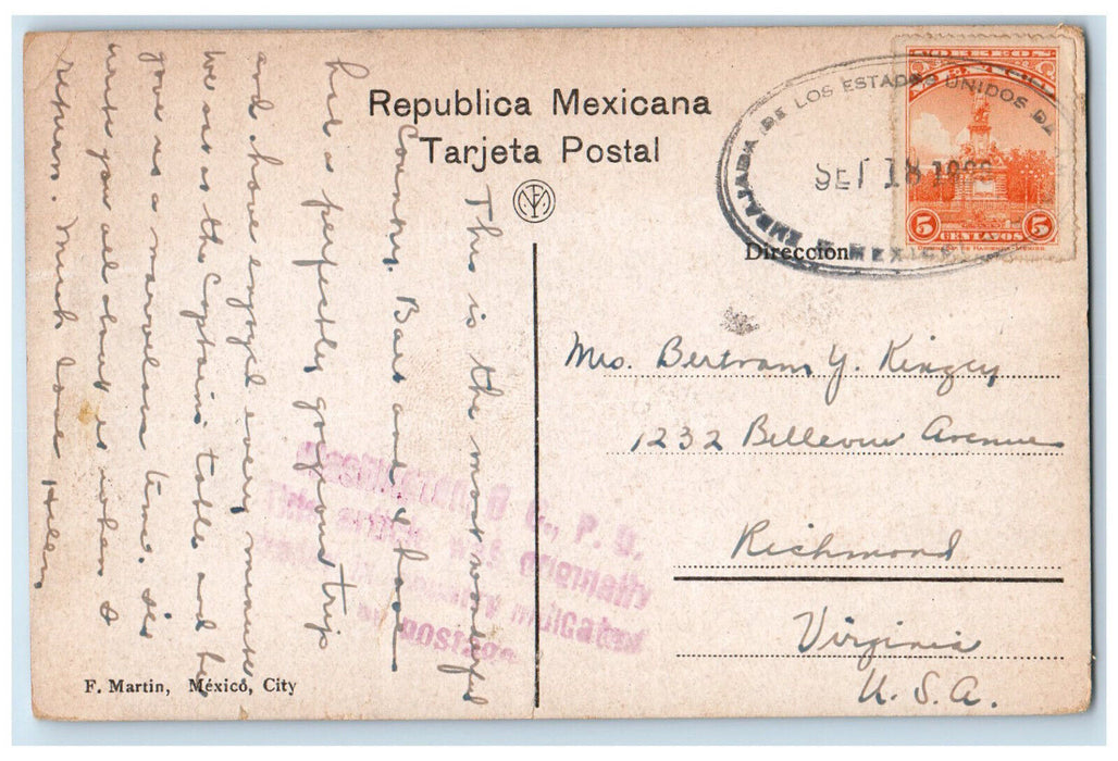 c1910 Puerta Del Sagrario Sacrarium Entrance Catheral of Mexico Postcard