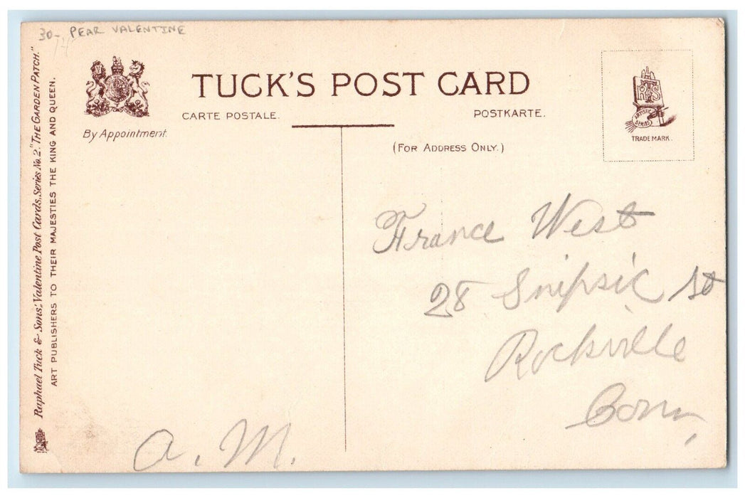 c1910's Valentine Pear Head We Would Make A Happy E Curtis Tuck's Postcard