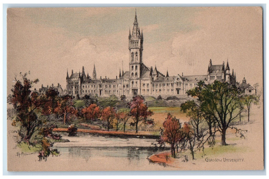 c1910 Glasgow University on Gillmorehill Glasgow Scotland Antique Postcard