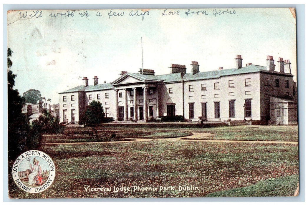 1905 Viceregal Lodge Phoenix Park Dublin Ireland Antique Posted Postcard