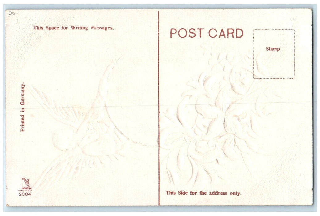 c1910's Easter Blessing Angel Holy Cross Lily Flowers Embossed Antique Postcard