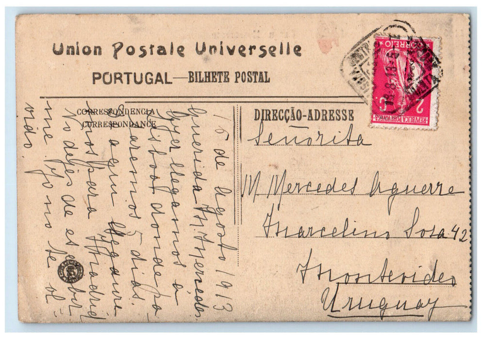 1913 View of Park Monserrate Cintra Portugal Posted Antique Postcard
