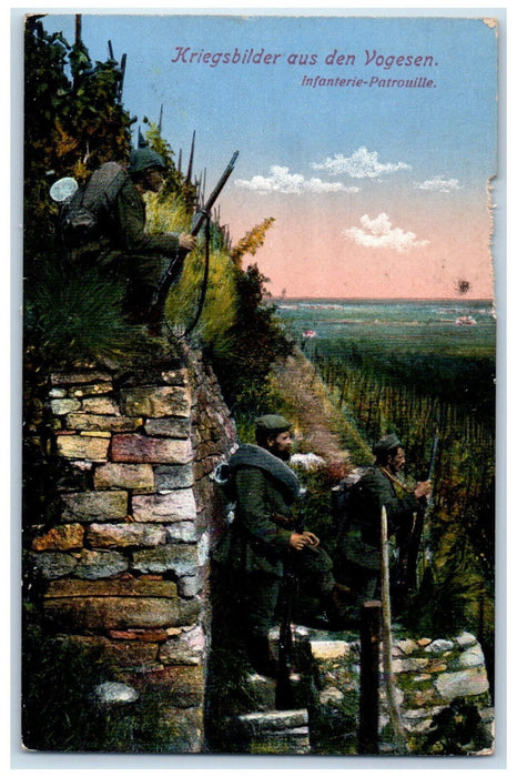 c1950's War Images From The Vosges Infantry Patrol France WW1 Postcard