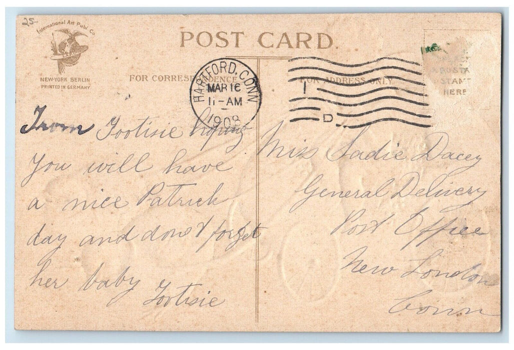 1908 Easter Chicks Pulling Cart Giant Hatched Egg Flowers Clapsaddle Postcard