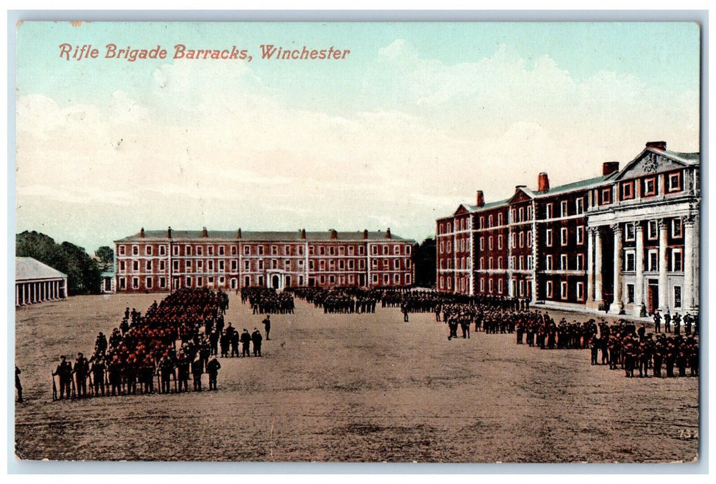 1909 Rifle Brigade Barracks Winchester England Posted Antique Postcard