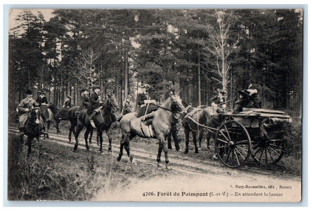 c1940's Paimpont Forest Waiting For The Launch France Unposted Postcard