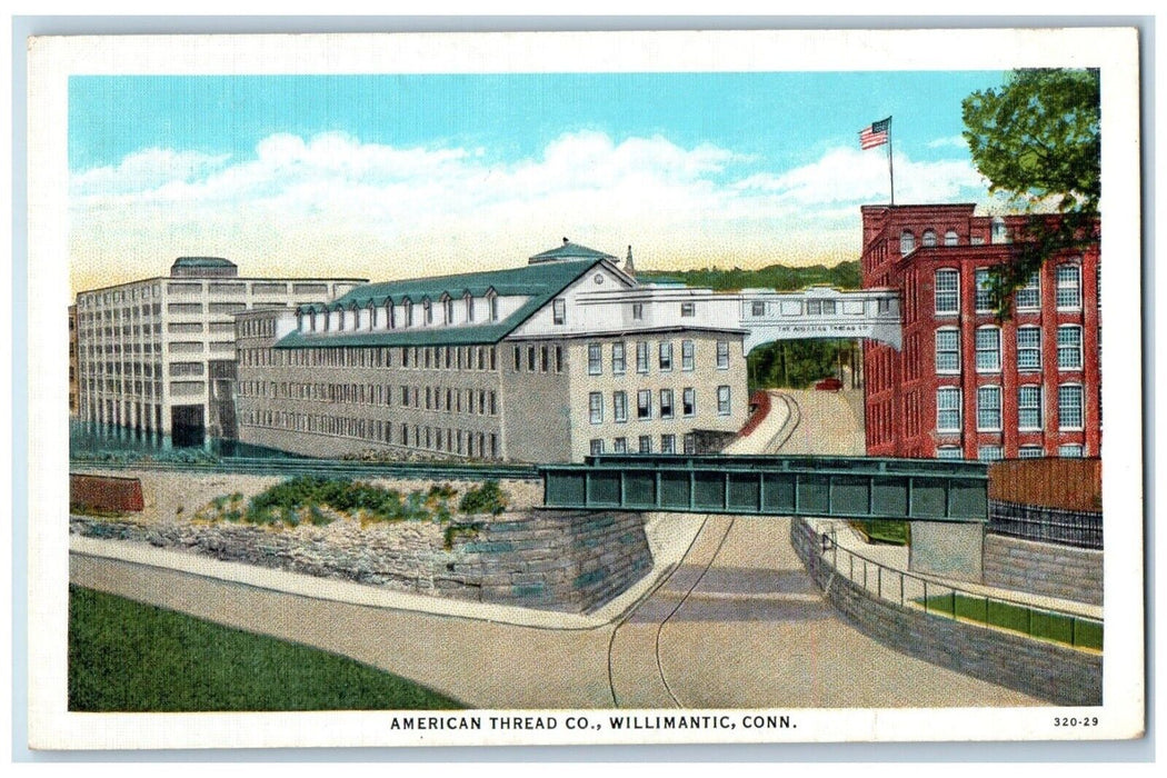1936 American Thread Co Building Railway Willimantic Connecticut Posted Postcard