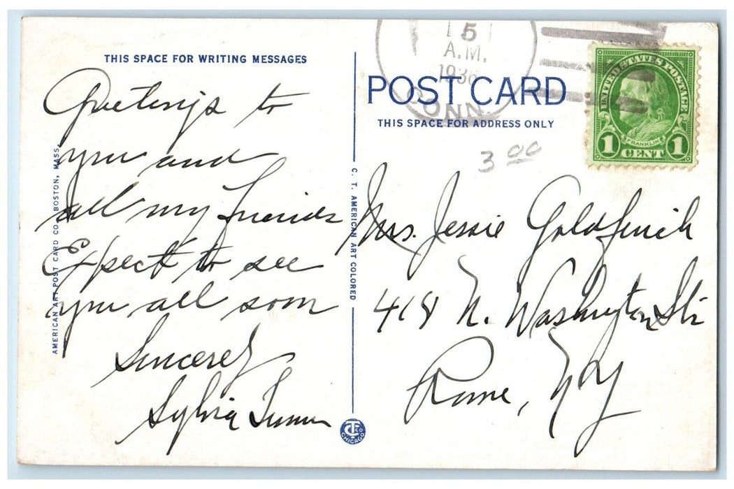 1936 American Thread Co Building Railway Willimantic Connecticut Posted Postcard