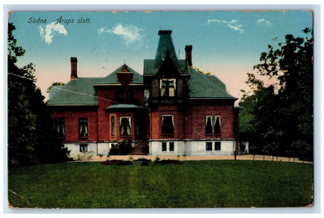 c1910 Building of Skane Arup Castle Skane County Sweden Antique Posted Postcard