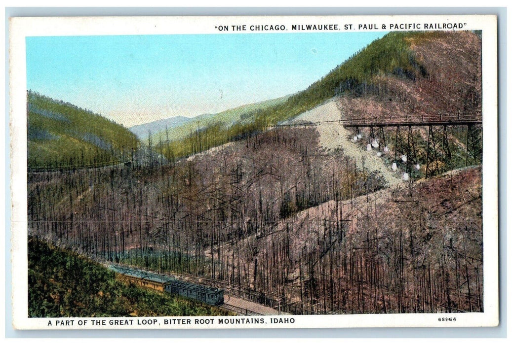 c1920 Chicago Milwaukee St. Paul Pacific Railroad Bitter Root Mountain Postcard