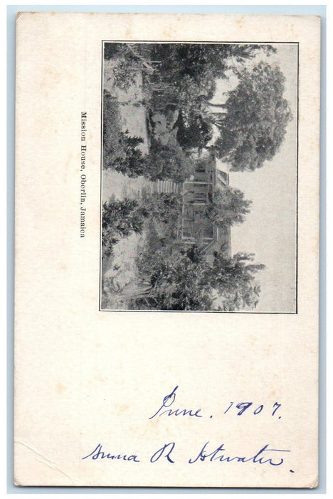 1907 Building of Mission House Oberlin Jamaica Posted Antique Postcard