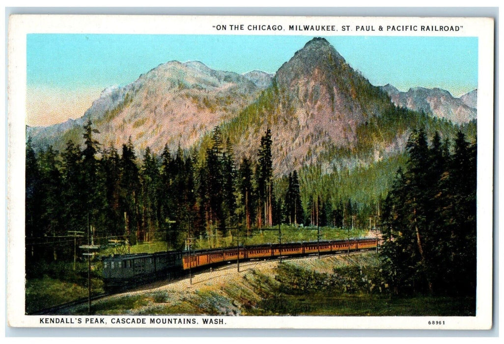 c1920 Chicago Milwaukee St. Paul Pacific Railroad Kendall Peak Cascade Postcard