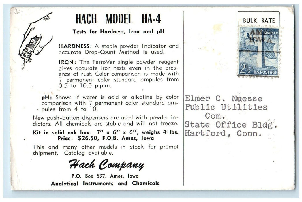 Portable Water Analyzer Model HA-4 By Hach Company Ames Iowa IA Posted Postcard