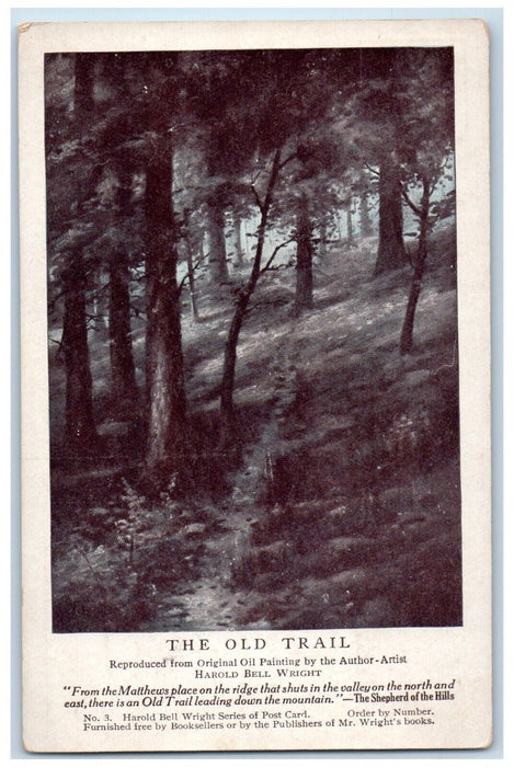 c1910's The Old Trail Book Advertising Oil Painting Harold Bell Wright Postcard