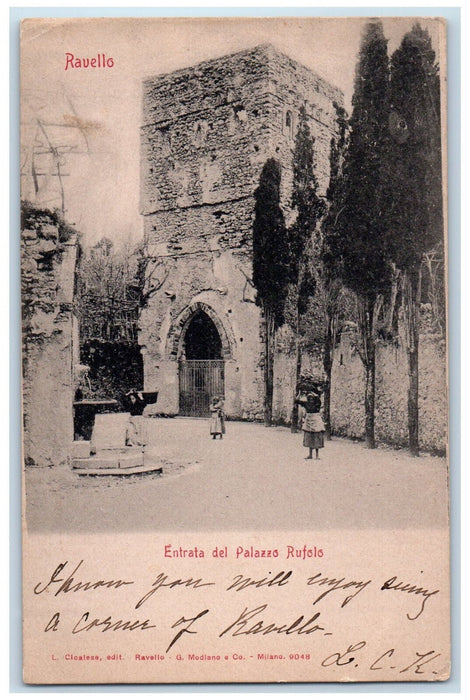 1908 Entrata Del Palazzo Rufalo Ravello Italy Antique Posted Postcard
