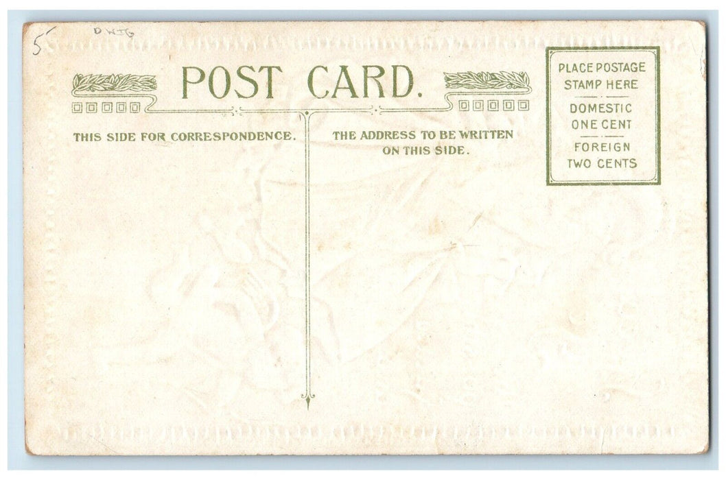 c1910's Valentine Cupid Angel Bow Arrow Old Woman Winsch Back Dwig Postcard