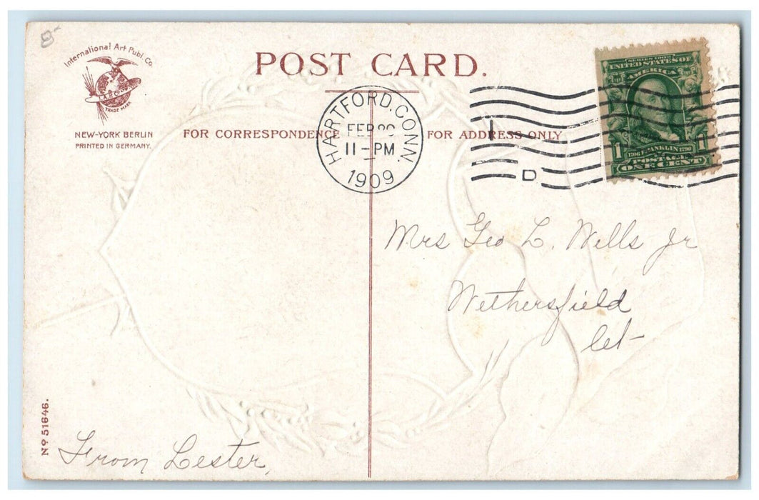 1909 Birthday Greetings George Washington Flag Clapsaddle Hartford CT Postcard