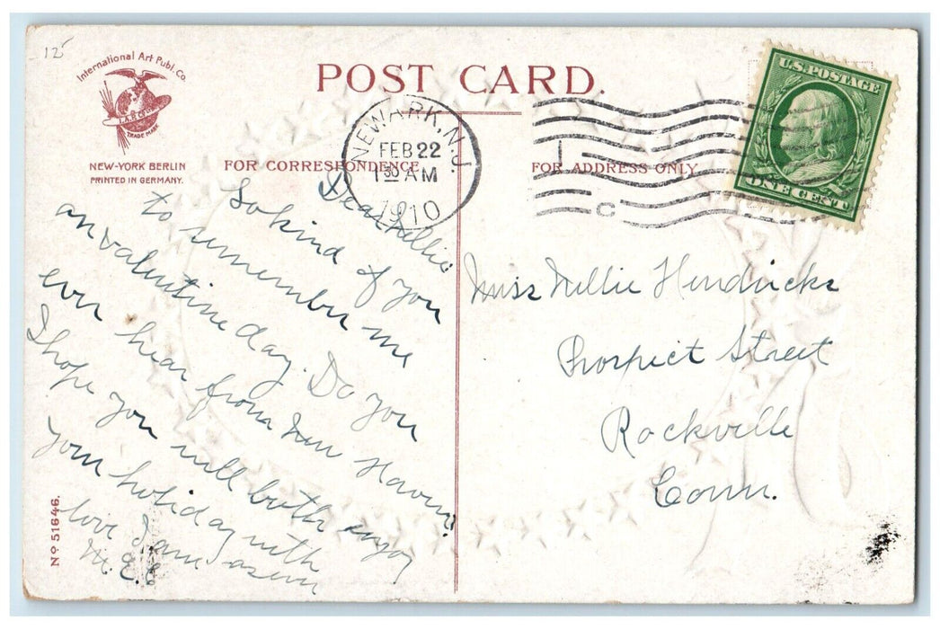 1910 Birthday Greetings George Washington Clapsaddle Embossed Newark NJ Postcard