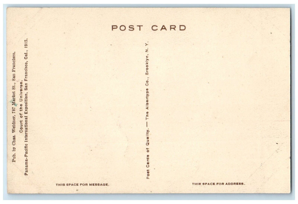 c1930 Court Universe Panama-Pacific Exposition San Francisco California Postcard