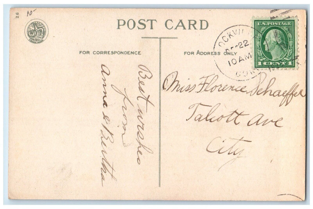 1923 Christmas Greeting Children Winter Wolf Rockville Connecticut CT Postcard