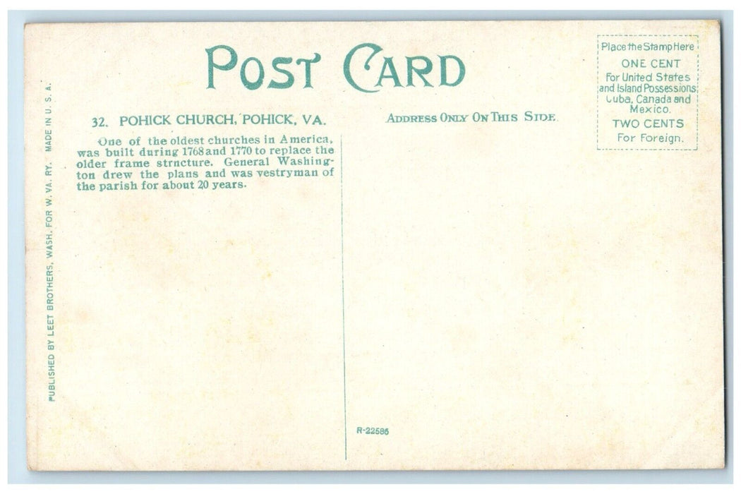 c1910 Pohick Church Chapel Exterior Structure Building Pohick Virginia Postcard