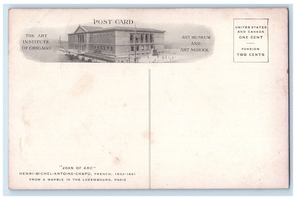 1940 Joan Arc Henri-Michel-Antoine-Chapu Art Institute Chicago Illinois Postcard