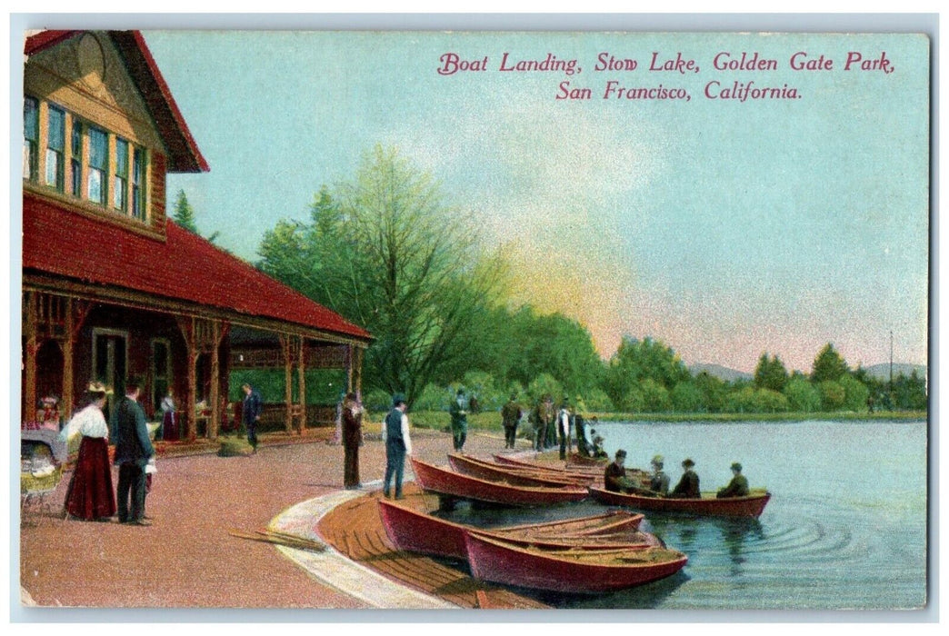c1910 Boat Landing Stow Lake Golden Gate Park San Francisco California Postcard