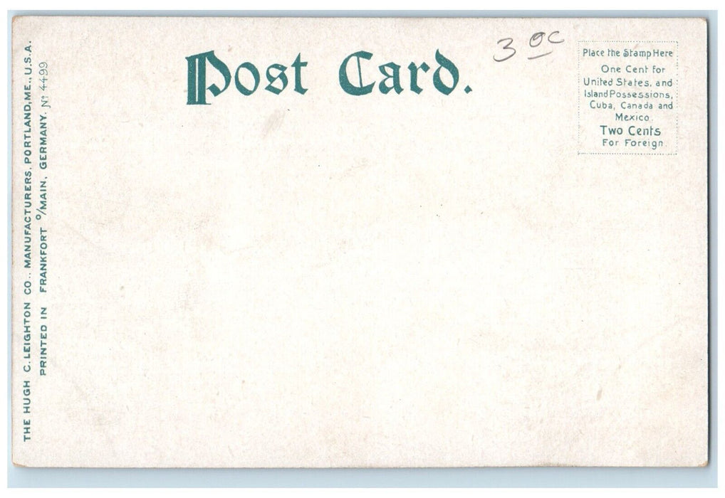 c1905 Scene From Harbor Sail Boat Lake River Belfast Maine ME Unposted Postcard