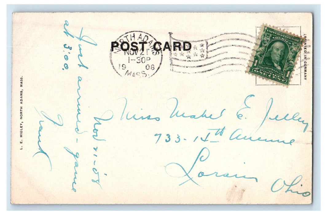 1906 Hoosac Valley North Adams Massachusetts MA Posted Antique Postcard